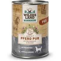 Wildes Land Pferd Pur mit Distelöl - hypoallergenes und getreidefreies Nassfutter 12x400g, Nassfutter für: Hunde