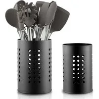FOUORTUNATE-BEE Besteckhalter 2er Set Küchenutensilienhalter aus Edelstahl, für Arbeitsplatte, (2-tlg), Schwarzer Edelstahl Besteck- und Utensilienhalter 2er Set für Küche