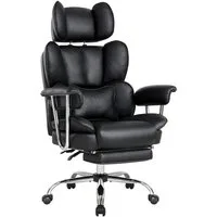 Intimate WM Heart Chefsessel Ergonomischer Bürostuhl, Höhenverstellbar Schreibtischstuhl (Gaming Stuhl mit dickem Kissen), PU-Leder Drehstuhl mit Kopfstützte und Fußstütze