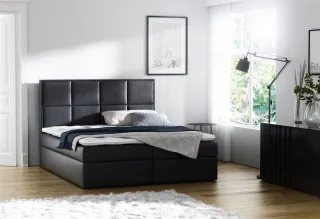 Boxspringbett Bett MEDIANO Kunstl.. Schwarz 180x200cm inkl.Bettkasten