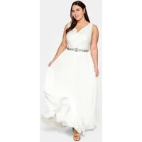 Sheego Etuikleid Abendkleid Ärmellos mit Paillettendekoration