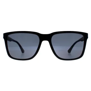 Emporio Armani Rechteckige Herren Gummi Schwarz Grau Polarisiert EA4047
