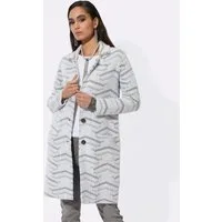 creation L Strickjacke Jacquard-Strickmantel Langarm Jacquard