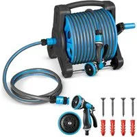 Juskys Schlauchtrommel Basic, 30 m, Multifunktionsbrause, 10 Funktionen, diverse Adapter
