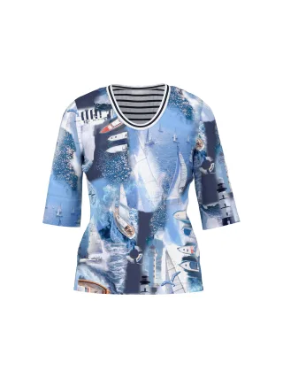 Marc Cain Sports - T-Shirt mit maritimem Print little boy blue - Gr. - 40