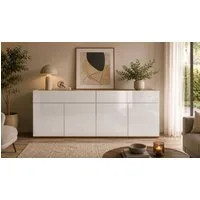 OTTO home Sideboard Garda Kommode, Schrank, 4 Türen mit Push-to-Open, Made in Italy, Hochglanzlackierte Fronten,2 Schubladen, grifflos Breite 160,1 cm