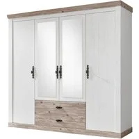 Home affaire Drehtürenschrank Florenz Landhausschrank,rustikale Metallgriffe mit feinen Verzierungen Kleiderschrank mit Spiegel Schlafzimmerschrank BESTSELLER Garderobe