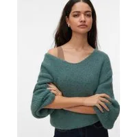 Vero Moda Strickpullover VMMAYBE LS 2WAY V-NECK PULLOVER NOOS Kunstfaser, locker geschnitten, V-Ausschnitt