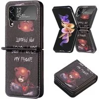 Wigento Handyhülle Für Samsung Galaxy Z Flip4 5G Design Kunst Leder Motiv 1 Cover Handy Tasche Hülle Etuis Muster