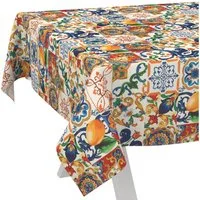 ANRO Tischdecke LANA Kamille-Fortuna Wachstuch 2.0 Hochwertig (Einzelstück 1-tlg), wasserabweisend Kamille-Fortuna Bunt 100x140cm