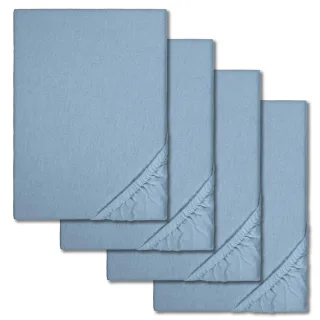 Spannbettlaken Winterflausch blau 140 x 190 - 160 x 200 cm im 4er-Pack