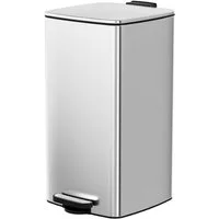 TLGREEN Mülleimer 30L aus Stahl,rechteckiger Abfalleimer mit Soft-Close-Deckel, Pedal und Inneneimer für Küche, Wohnbereich und Büro