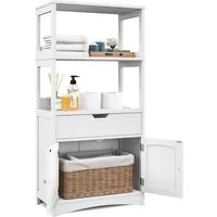 COSTWAY Mehrzweckschrank Bücherschrank mit Türen & 3 Regalen & Schublade