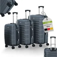 Juskys Trolleyset Rom, 4 Rollen, (3 tlg., 3-teilig), 3 Koffer, 360° Rollen, robuste Hartschale, mit Zahlenschloss