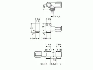 Schell NA-Ventil COMFORT mit RFV 3/4"chrom für Wandbatterien Anschluß re 033240699