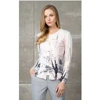Passioni Cardigan Twinset mit dezentem Baum-Silhouette-Print