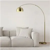 Lightbox Stehlampe, ohne Leuchtmittel, Bogen-Stehleuchte E27, 199 x 150 cm, messingfarben gebürstet
