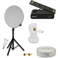 PremiumX Satelliten-Komplettanlage 80cm Alu LNB Kabel Stativ Sat-Receiver SAT-Antenne
