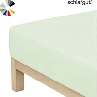 Schlafgut Spannbettlaken Basic Cotton Bettlaken, 160 g/m², 100% Baumwolle, Spannbetttuch, Jersey, Gummizug: rundum, (1 Stück), Spannbettlaken bis 20 cm Matratzenhöhe, bügelfrei und pflegeleicht