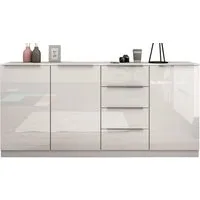 borchardt Möbel Highboard Oliva, Breite 200cm, moderne Kommode mit glänzenden Metallgriffen, viel Stauraum, Türen und Schubladen, Einlegeböden verstellbar