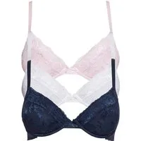 bonprix Push-up-BH (Packung, 3-tlg., 3er) leicht wattierte Cups, mit feinem Allover-Spitze, mit Baumwollfutter