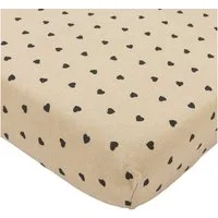 Meyco Baby Spannbettlaken Sweet Heart Soft Sand/Black, Jersey, Gummizug: Rundum, (1 Stück), 60x120cm