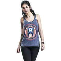 MARVEL Tanktop Captain America Vintage Washed Girl-Top blau, Blau, Skinny Fit Damen und Mädchen T-Shirt ohne Ärmel Gr. S M L XL
