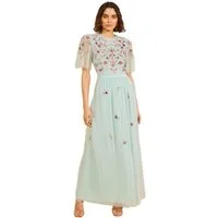 Love & Roses Maxikleid Love & Roses Maxikleid mit Cape und Verzierung (1-tlg)