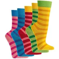 FussFreunde Socken 6 Paar Kindersocken Bio-Baumwolle Ringel für Mädchen & Jungen (6 Paar) buntes Blockstreifen-Design, handgekettelte Naht
