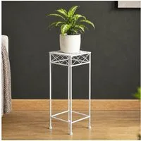 DanDiBo Blumenhocker Weiß Metall Eckig 70-50 cm Blumenhocker Beistelltisch