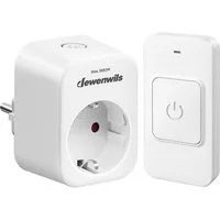 DEWENWILS Funksteckdose mit Fernbedienung, max. 3680 W, 2-St., 30 m Reichweite, Fernbedienung magnetisch befestigbar