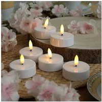 Adilina LED-Teelicht LED Maxi Teelichter Kunststoff 3D Flamme Timer D: 5,8cm weiß 6er Set, LED Classic, warmweiß (2100K bis 3000K)