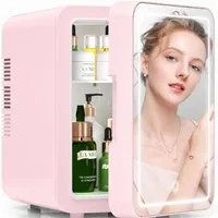 Blossom Kühlbox 4 L Mini Kühlschrank Kosmetik Kühlschrank Tragbarer mit LED Spiegel, 4 l, Autokühlschrank Skincare Fridge Kühl & Heiß für Schlafzimmer Büro Auto
