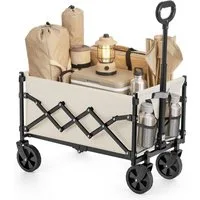 SONGMICS Handwagen altbarer Handwagen/Bollerwagen, Gartenwagen mit Griff, 4 verstärkte Rollen, davon 2 Universalräder, bis 150/180 kg belastbar