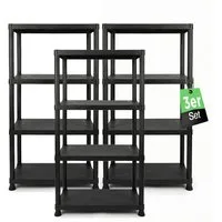 ONDIS24 Steckregal 3x Kunststoffregal, 60 x 30 x 131 (H) cm, 4 Böden, Schwerlastregal, bis zu 80 kg, Regal, Lagerregal - 3er Pack