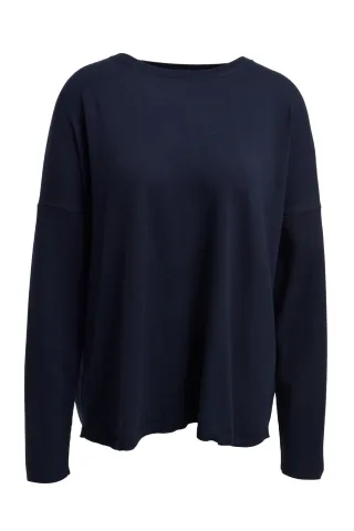 Milano Italy - pullover w roundneck, oversized body and 1/1 sleeves dark blue - Gr. - L