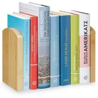 relaxdays Kochbuchhalter Buchstütze Bambus 2er Set