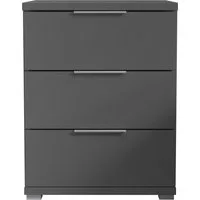 Schlafkontor Nachtkommode Smilla Nachttisch, Nachtkonsole mit Schubkästen, Korpus melaminbeschichtet, silberfarbige oder schwarze Griffe