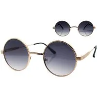 Vaccari-design Sonnenbrille (1x Runde Hippie Festival Brille mit Brillenbeutel) Nickelbrille in Schwarz oder Gold mit Getönten Gläsern
