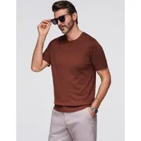 OMBRE T-Shirt Klassisches Herren-T-Shirt aus Strick mit Rippenbündchen