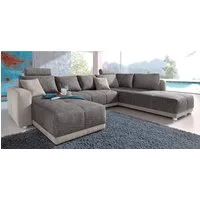 Jockenhöfer Gruppe Wohnlandschaft Orlando U-Form, B: 337 cm, Liegefl. 135x305 cm, mit Bettfunktion, Bettkasten, 2 Kopfstützen & 2 Zierkissen, Federkern