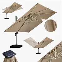 PURPLE LEAF Sonnenschirm Rechteckig Außenbereich Alu Ampelschirm, Gartenschirm mit Solar LED, LxB: 400,00x300,00 cm, windstabil,für Garten,Terrasse, Pool