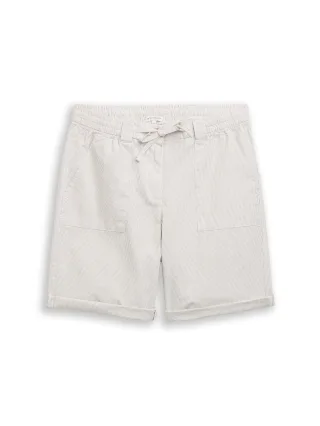 Tom Tailor - Chino Bermuda Shorts mit Kordelzug delicate olive white stripe - Gr. - 40