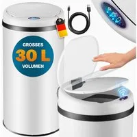 monzana Mülleimer, 30 L Automatik Sensor Mülleimer LED Display Müllbehälter berührungslos