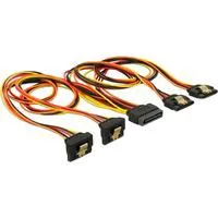 SATA 15Pin > 2x gewinkelt (unten) + 2x gerade, Kabel 50cm