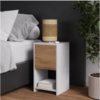Vicco Nachtschrank Evo, Weiß/Goldkraft Eiche, 30 x 55 cm mit Schublade (1-St)
