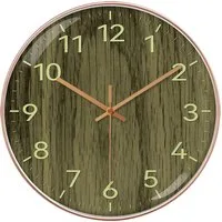 Luckice Wanduhr minimalistische Wanduhr 12 Zoll 30cm Analoge Funk-Wanduhr (Zifferblatt mit Holzoptik,höchste Genauigkeit,Glasabdeckung)