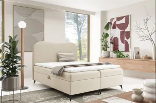 Boxspringbett Schlafzimmerbett BLAIR PREMIUM 200x200cm Stoff Now or Never Creme