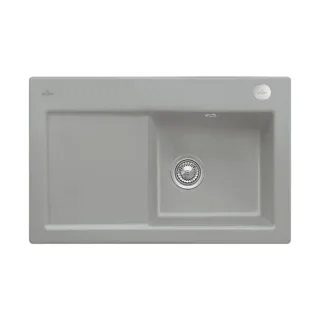Villeroy und Boch Subway Flächenbündige Spüle 67142FKD Becken rechts, mit Ablaufgarnitur und Exzenterbetätigung, Fossil