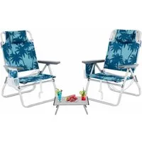 COSTWAY Campingstuhl (3 St), klappbare Campingstühle Set mit Tisch